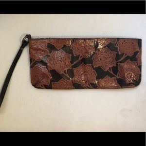 Express- embossed leather clutch/purse